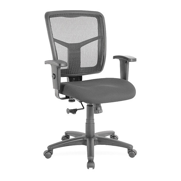 Managerial Chair Mesh Mid-Back Managerial Chair, Black, Adjustable Arms, 17.70" to 21" Height, Black
