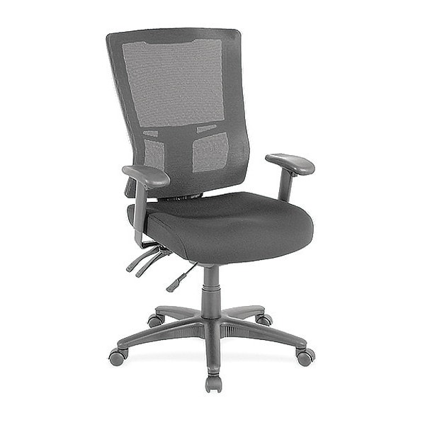 Executive Chair High-Back Mesh Chair, Fabric Black Seat, Adjustable Arms, 18" to 21-3/4" Height