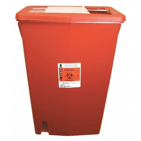 Sharps Container, Sliding Lid, 18 gal., Red