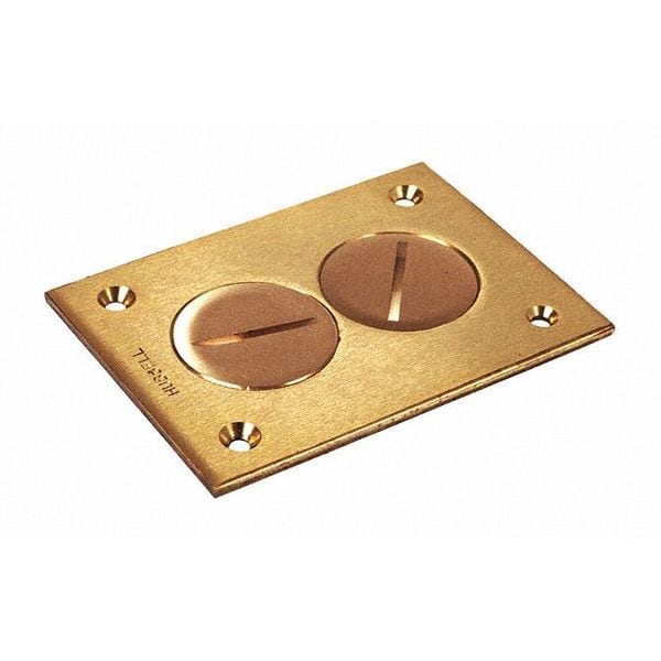 Box Cover, Floor Box Type, 1 Gang, Brass, Single Receptacle Cover Type