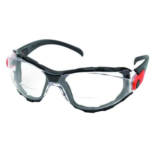 RX, Reader Safety Glasses, Anti-Fog & Anti-Scratch, Clear Lens, Black Frame, Frameless, Wraparound