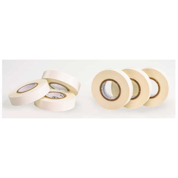 Masking Tape, 1/2 in W x 15 yd L, 6.3 mil Thick, White, Rubber Adhesive, 6 PK