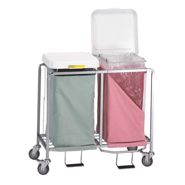 Double "Easy Access" Hamper with Foot Pedal, Two White Bags