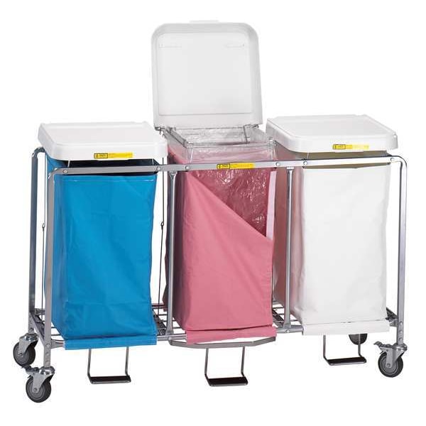 Triple "Easy Access" Hamper with Foot Pedal, Three White Bags