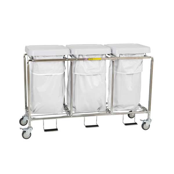 Triple "Leakproof" Hamper with Foot Pedal, Three White Bags