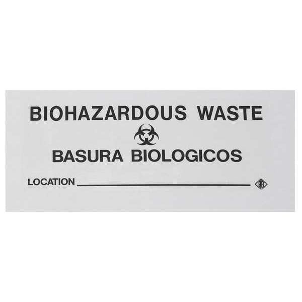 Bilingual Hamper Label "Biohazardous Waste", Black Text, PK5
