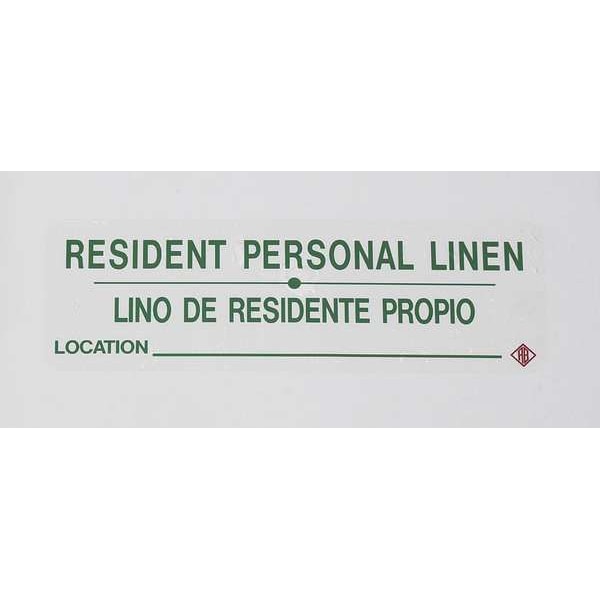 Bilingual Hamper Label "Resident Personal Linen", Green Text, PK5