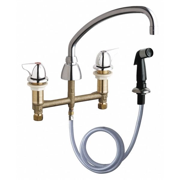 Concealed Kitchen Sink Faucet, Manual, 8" Mount, Commercial