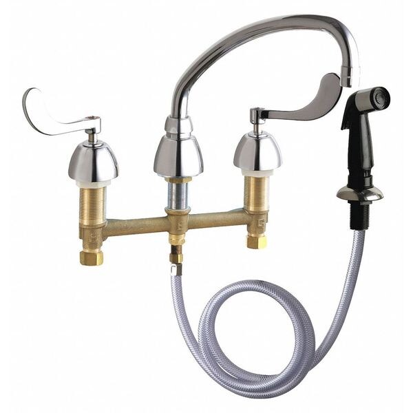 Kitchen Sink Faucet W/Spray, Manual, 8" Mount, Commercial