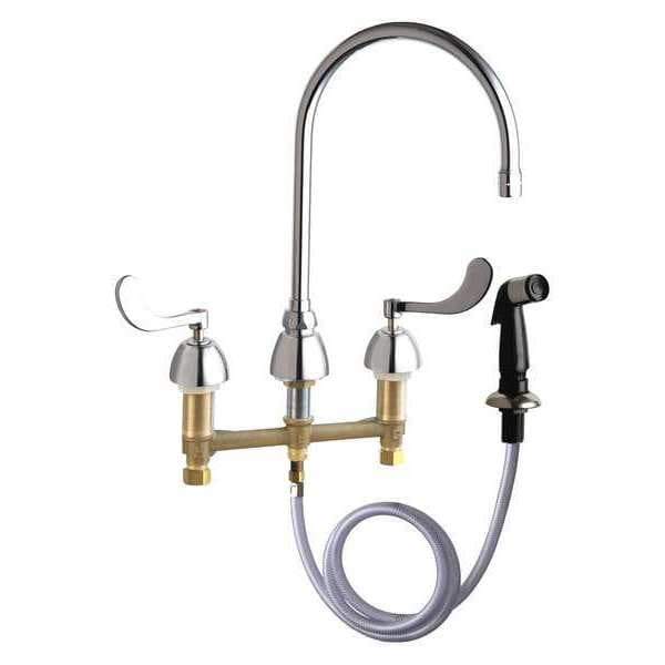 Concealed Kitchen Sink Faucet, Manual, 8" Mount, Commercial