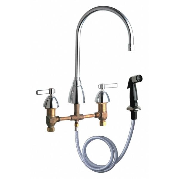 Kitchen Sink Faucet W/Spray, Manual, 8" Mount, Commercial