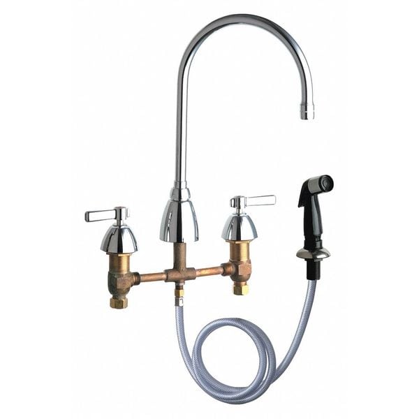 Kitchen Sink Faucet W/Spray, Manual, 8" Mount, Commercial