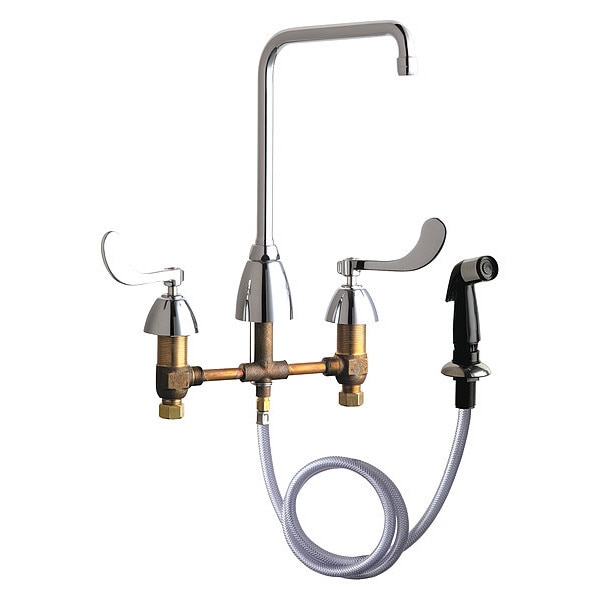 Kitchen Sink Faucet W/Spray, Manual, 8" Mount, Commercial