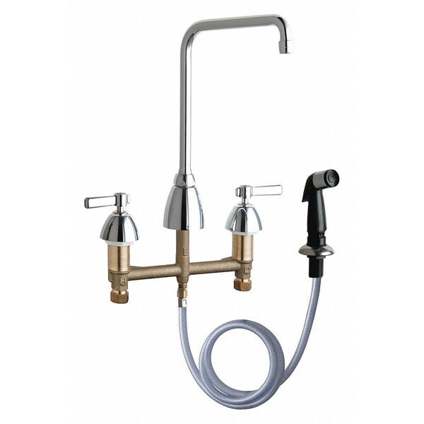 Kitchen Sink Faucet W/Spray, Manual, 8" Mount, Commercial