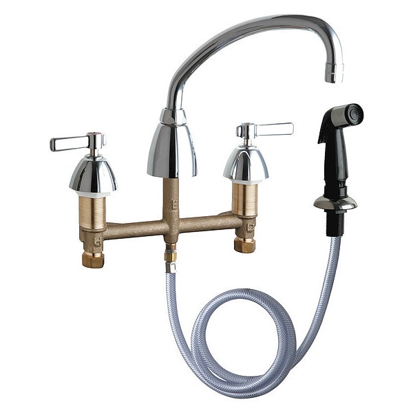 Kitchen Sink Faucet W/Spray, Manual, 8" Mount, Commercial