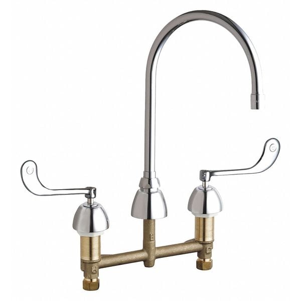 Concealed Kitchen Sink Faucet, Manual, 8" Mount, Commercial
