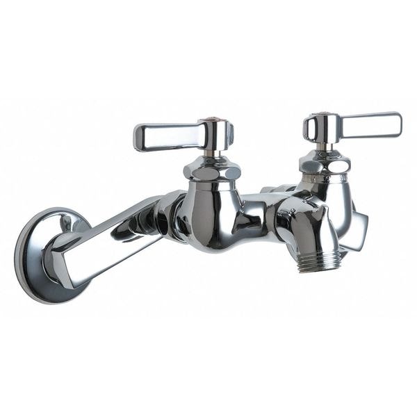 Dual-Handle Hot And Cold Water Sink Faucet, 8" Mount, Chrome plated