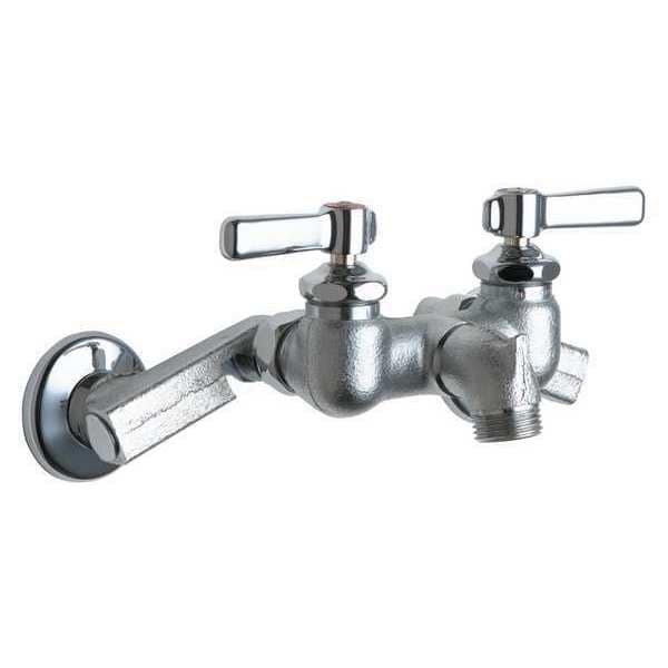 Dual-Handle Hot And Cold Water Sink Faucet, 8-3/8" Mount, Rough Chrome Plated