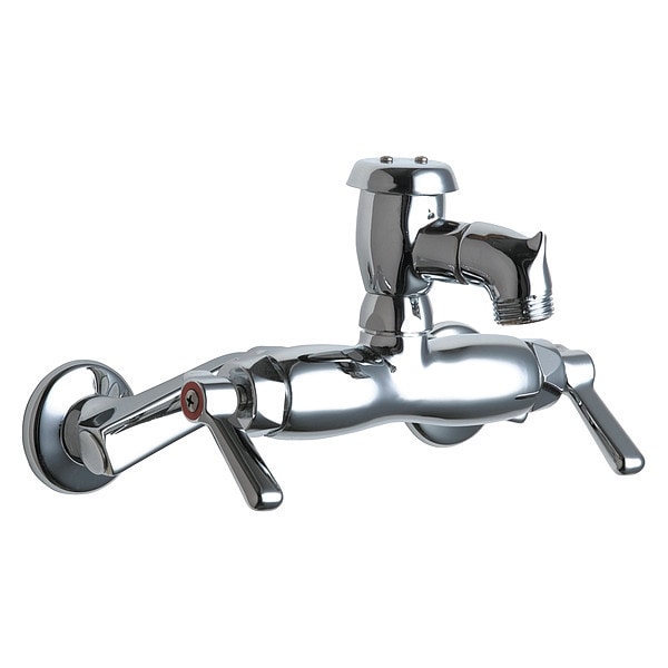 Dual-Handle Hot And Cold Water Sink Faucet, 8" Mount, Chrome plated