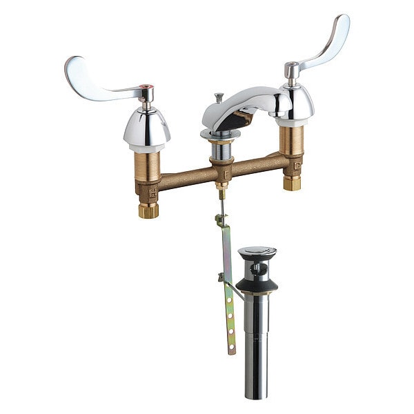 Manual Bathroom Faucet, 8" Mount, Chrome plated