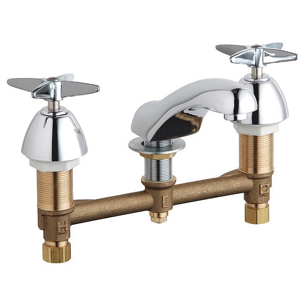 Manual Concealed Hot And Cold Water Sink Faucet, 8" Mount, Chrome plated