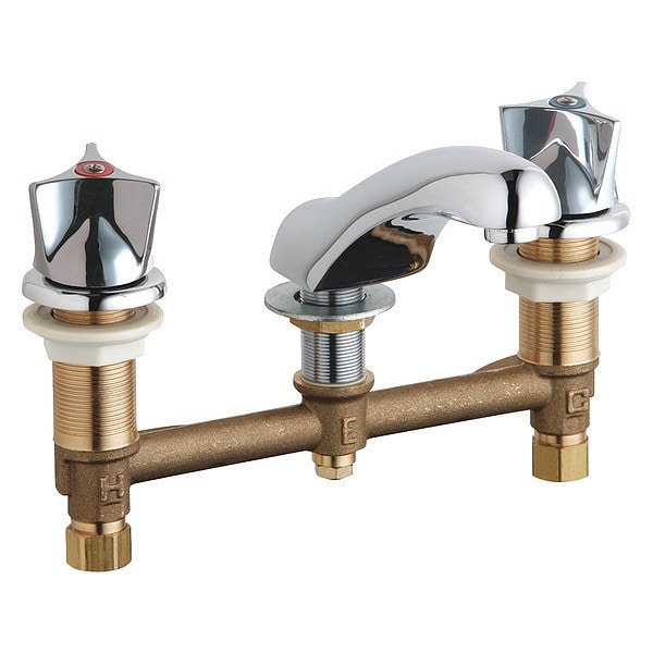 Manual Bathroom Faucet, 8" Mount, Chrome plated