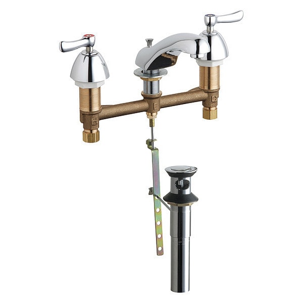 Manual Bathroom Faucet, 8" Mount, Chrome plated