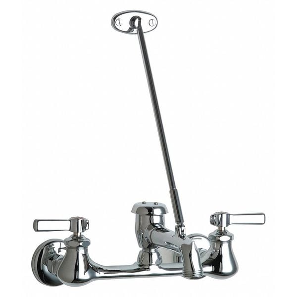 Dual-Handle Hot And Cold Water Sink Faucet, 8" Mount, Chrome plated