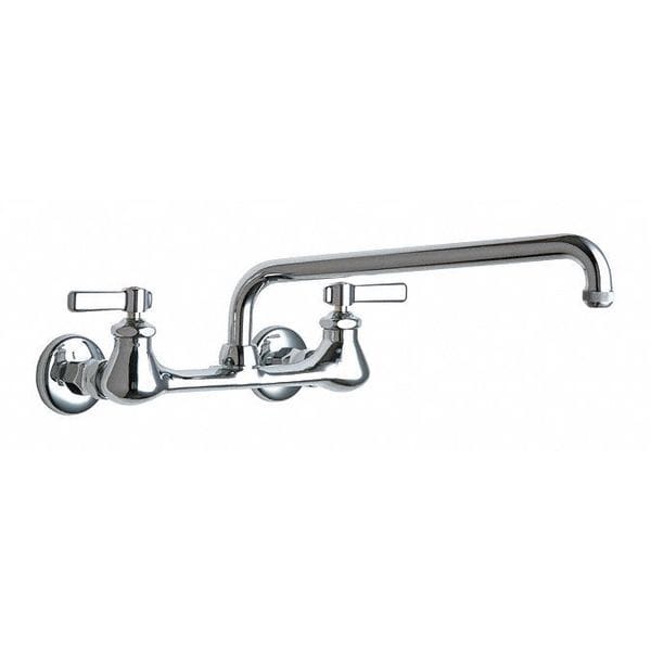 Dual-Handle Hot And Cold Water Sink Faucet, 8" Mount, Chrome plated