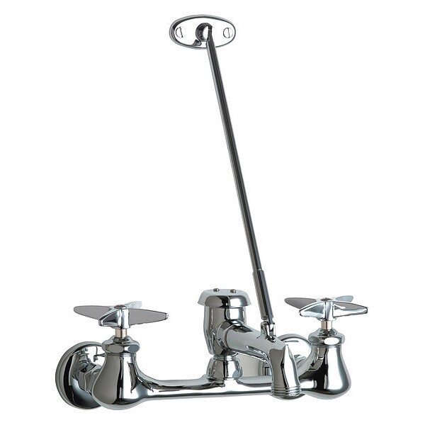Dual-Handle Hot And Cold Water Sink Faucet, 8" Mount, Chrome plated