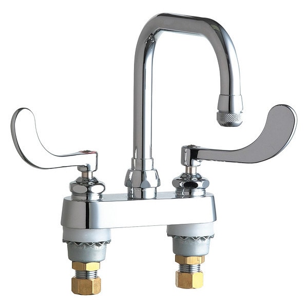 Manual Hot And Cold Water Sink Faucet, 4" Mount, Chrome plated