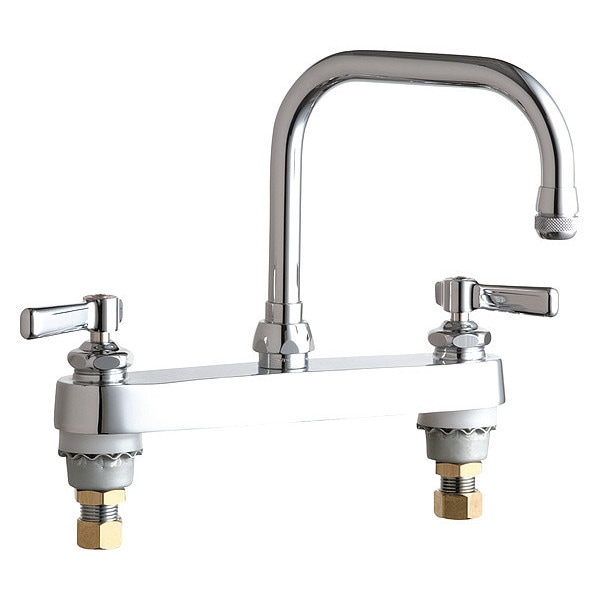 Manual Hot And Cold Water Sink Faucet, 8" Mount, Chrome plated