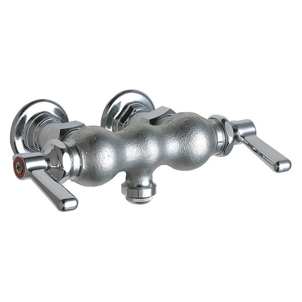 Dual-Handle Hot And Cold Water Sink Faucet, 3-3/8" Mount, Rough Chrome Plated