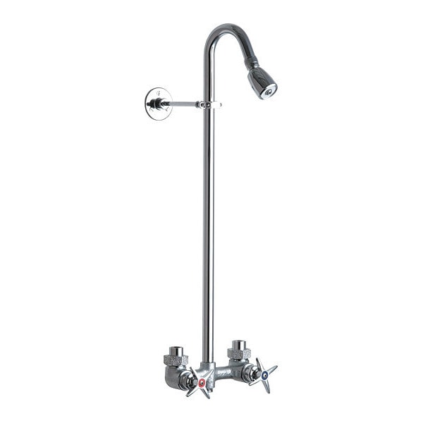 Exposed Two Handle Shower Fitting, Rough Chrome, Wall