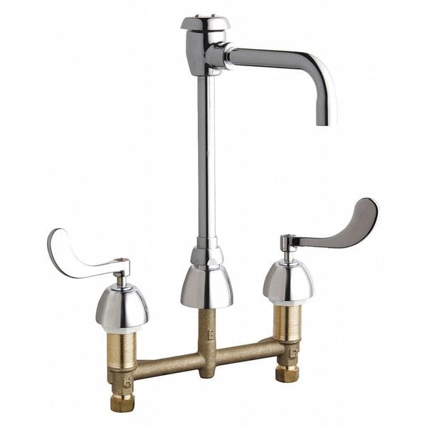 Dual-Handle Service Sink Faucet, 8" Mount, Chrome plated