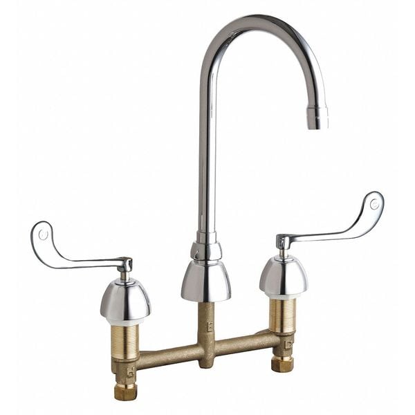 Manual Bathroom Faucet, 8" Mount, Chrome plated