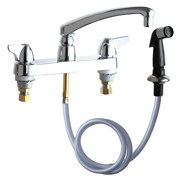 Manual Service Sink Faucet, 8" Mount, Chrome plated