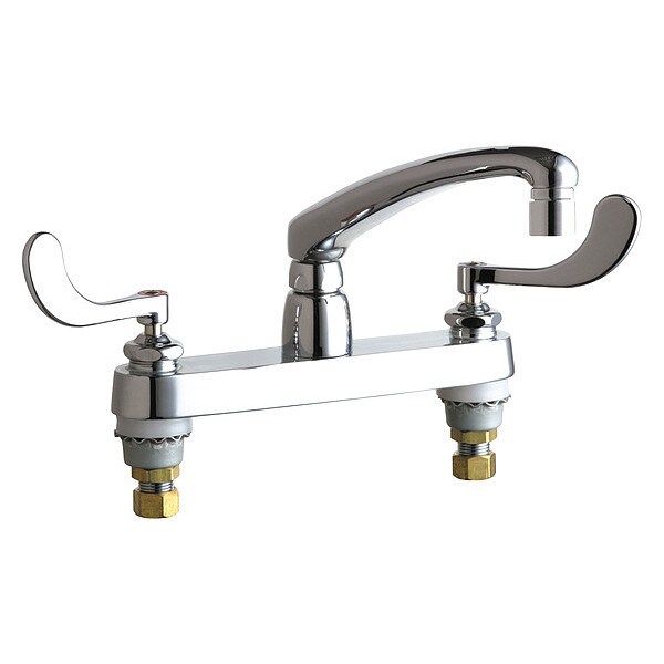 Manual Sink Faucet, 8" Mount, Polished chrome