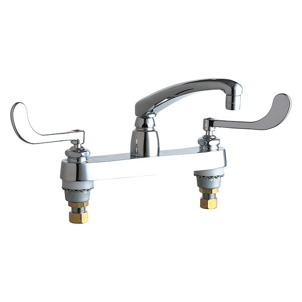 Manual Sink Faucet, 8" Mount, Polished chrome