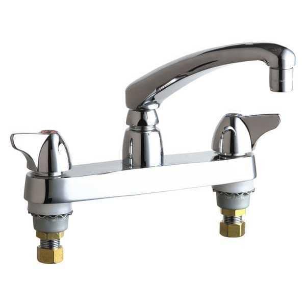 Manual Hot And Cold Water Sink Faucet, 8" Mount, Chrome plated