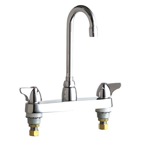 Manual Sink Faucet, 8" Mount, Polished chrome