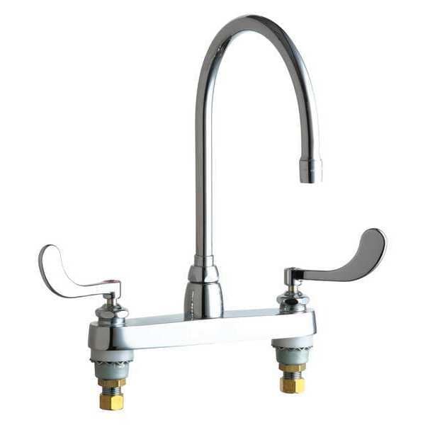 Manual Sink Faucet, 8" Mount, Polished chrome