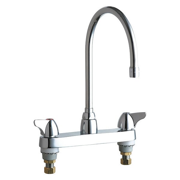 Manual Sink Faucet, 8" Mount, Chrome plated
