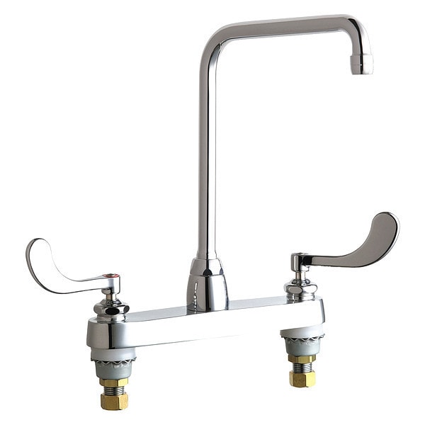 Manual Sink Faucet, 8" Mount, Polished chrome