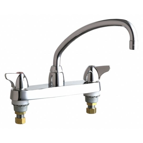 Manual Hot And Cold Water Sink Faucet, 8" Mount, Chrome plated