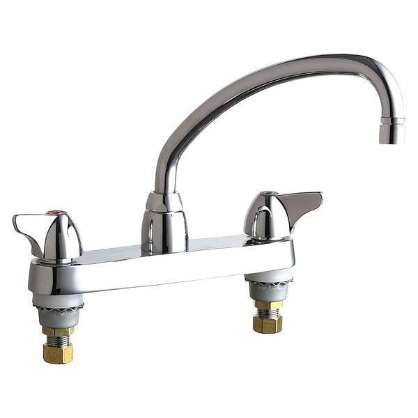 Manual Sink Faucet, 8" Mount, Chrome plated