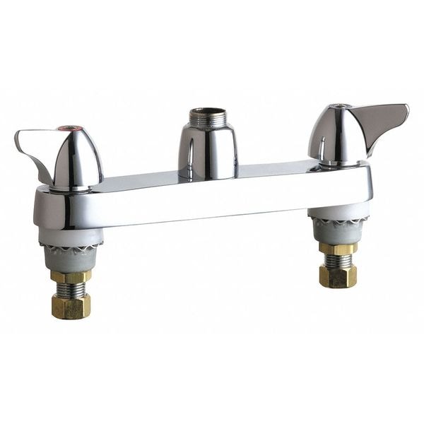 Manual Sink Faucet, 8" Mount, Polished chrome