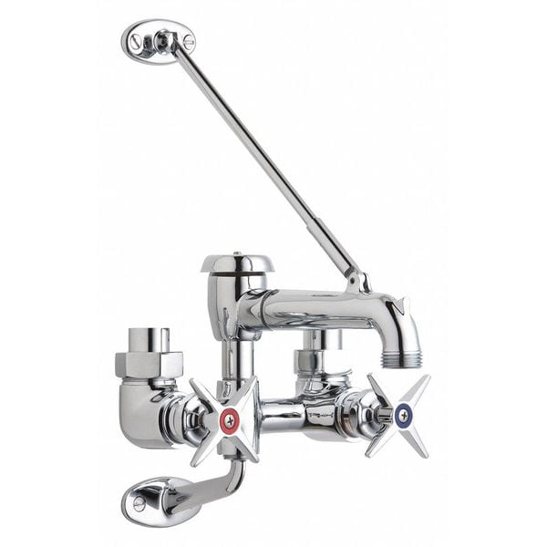 Dual-Handle Exposed Hot And Cold Water Service, 6" Mount, Chrome plated