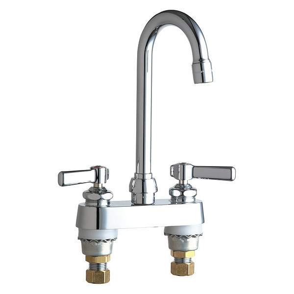 Manual Hot And Cold Water Sink Faucet, 4" Mount, Chrome plated