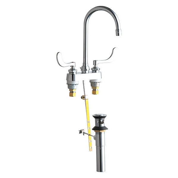 Manual Bathroom Faucet, 4" Mount, Chrome plated